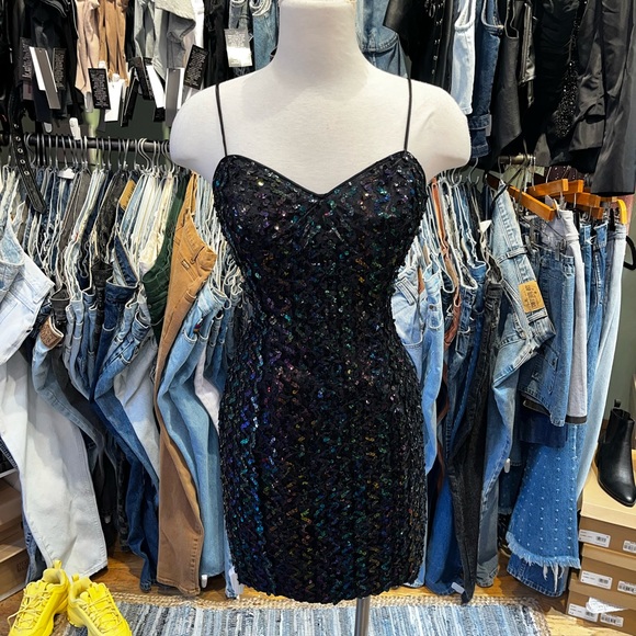 Vintage 90’s Caché Sequin Lace Mini dress - Picture 1 of 5